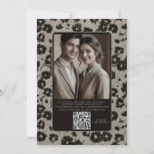 Modern Elegant Black Silver Wedding Invite QR Code 招待状 (裏面)