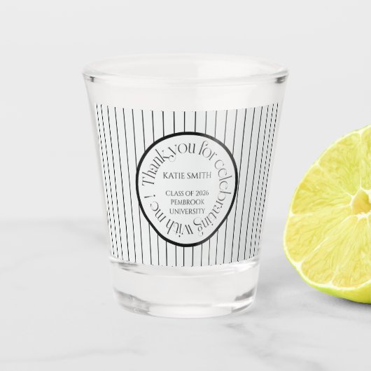 Modern elegant black stripe & bold typography grad ショットグラス (正面)