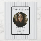 Modern elegant black stripe & bold typography grad ワインラベル (シングルラベル)