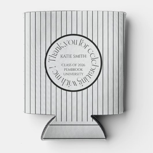 Modern elegant black stripe & bold typography grad 缶クーラー (正面)