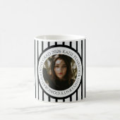 Modern elegant black striped graduation congrats コーヒーマグカップ (中央)