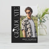 Modern Elegant Black & White 3 Photo Graduation 招待状 (スタンド正面)