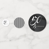 Modern Elegant Black White 50 Fabulous Birthday  コンフェッティ (正面)