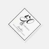 Modern Elegant Black White Fifty Fabulous Birthday スタンダードカクテルナプキン (角)