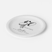 Modern Elegant Black White Fifty Fabulous Birthday ペーパープレート (アングル)