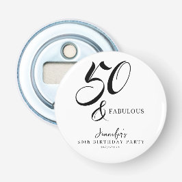 Modern Elegant Black White Fifty Fabulous Birthday 栓抜き