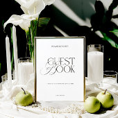 Modern Elegant Black & White Guest Book Sign