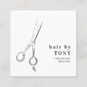 Modern Elegant Black White Hair Stylist スクエア名刺 (正面)