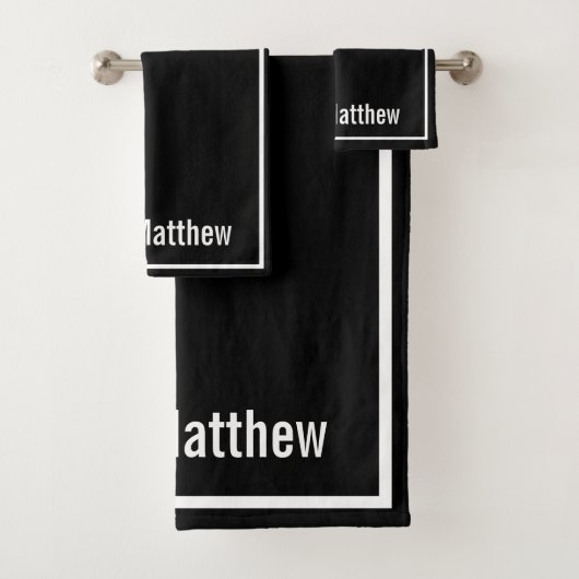 Modern Elegant Black &white Monogram  バスタオルセット (インサイチュ)