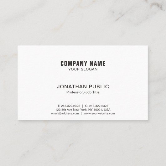 Modern Elegant Black White Simple Company 名刺 (裏面)