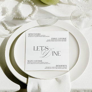 Modern Elegant Black & White Wedding Dinner メニュー