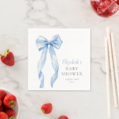 Modern Elegant Blue Bow Boy Baby Shower スタンダードカクテルナプキン (インサイチュ)