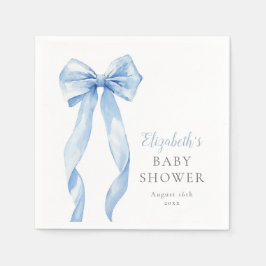 Modern Elegant Blue Bow Boy Baby Shower スタンダードカクテルナプキン
