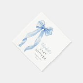 Modern Elegant Blue Bow Boy Baby Shower スタンダードカクテルナプキン (角)