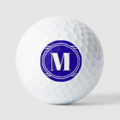 Modern Elegant Blue Custom Monogram ゴルフボール (正面)