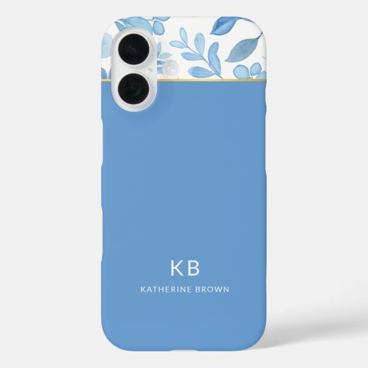 Modern Elegant Blue Floral Pattern Case-Mate iPhoneケース (裏面)