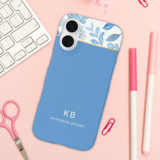 Modern Elegant Blue Floral Pattern  iPhone 16ケース