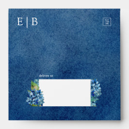 Modern Elegant Blue Hydrangeas Floral Wedding 封筒