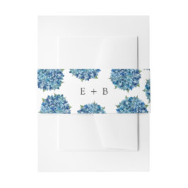 Modern Elegant Blue Hydrangeas Wedding Monogram 招待状ベリーバンド