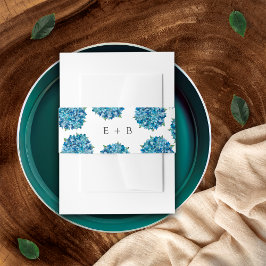 Modern Elegant Blue Hydrangeas Wedding Monogram 招待状ベリーバンド