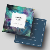 Modern Elegant Blue Purple Watercolor Abstract スクエア名刺