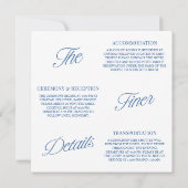 Modern Elegant Blue & White Wedding Details Card 招待状 (裏面)