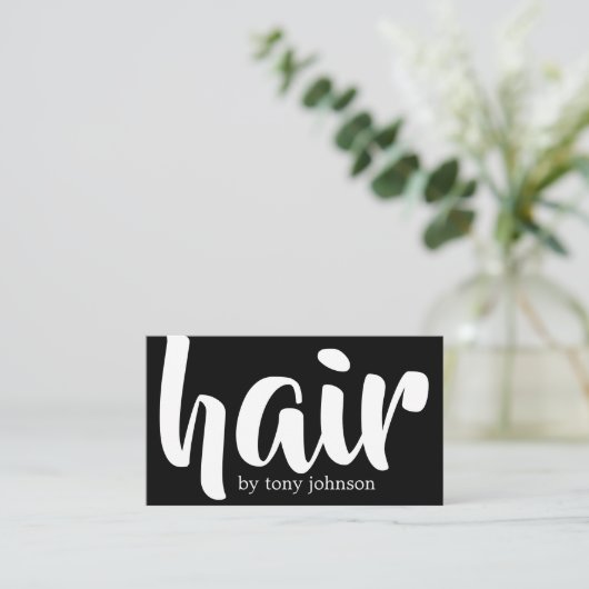 Modern Elegant Bold Black&White Hair Stylist 名刺 (スタンド正面)