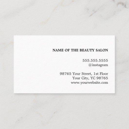 Modern Elegant Bold Black&White Hair Stylist 名刺 (裏面)