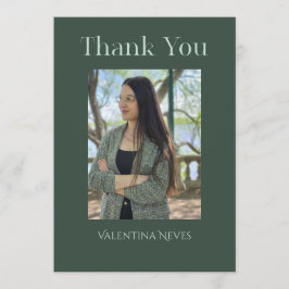 Modern elegant bold typescript dark green grad サンキューカード