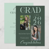 Modern elegant bold typescript dark green grad 招待状 (正面/裏面)