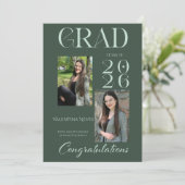 Modern elegant bold typescript dark green grad 招待状 (スタンド正面)