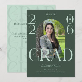 Modern elegant bold typescript dark green grad 案内状