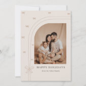 Modern Elegant Bow Family Arch Photo Christmas シーズンカード (正面)