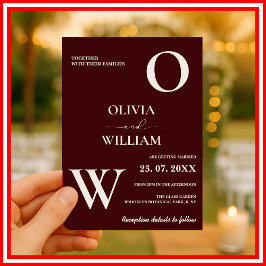 Modern Elegant Burgundy Wedding 招待状