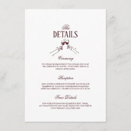 Modern Elegant Burgundy Wedding Details  エンクロージャーカード