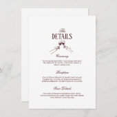 Modern Elegant Burgundy Wedding Details  エンクロージャーカード (正面/裏面)