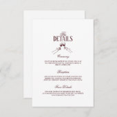 Modern Elegant Burgundy Wedding Details  エンクロージャーカード (正面/裏面)