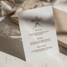 Modern Elegant Burgundy Wedding Details  エンクロージャーカード