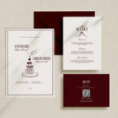 Modern Elegant Burgundy Wedding Details  エンクロージャーカード