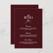 Modern Elegant Burgundy Wedding Details  エンクロージャーカード (正面/裏面)