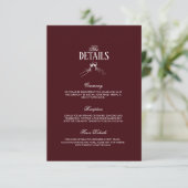 Modern Elegant Burgundy Wedding Details  エンクロージャーカード (スタンド正面)