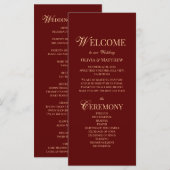 Modern Elegant Burgundy Wedding Program (正面/裏面)