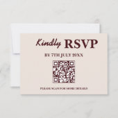 Modern Elegant Burgundy Wedding QR CODE RSVP (正面)