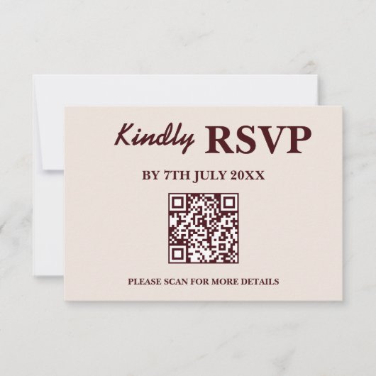 Modern Elegant Burgundy Wedding QR CODE RSVP (正面)