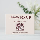 Modern Elegant Burgundy Wedding QR CODE RSVP (スタンド正面)
