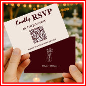 Modern Elegant Burgundy Wedding QR CODE RSVP
