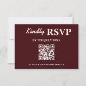 Modern Elegant Burgundy Wedding QR CODE RSVP (正面)