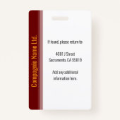 Modern Elegant Business ID Badge バッジ (裏面)