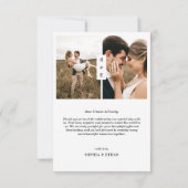 Modern Elegant Calligraphy Script 3 Photo Wedding サンキューカード (裏面)