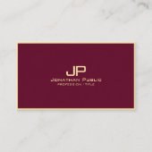Modern Elegant Calligraphy Script Bordeaux & Gold 名刺 (正面)